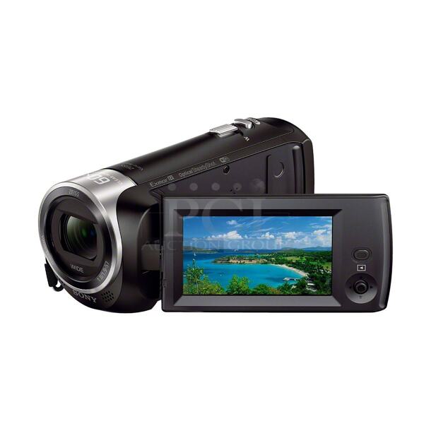 Sony HDR-CX440 HD Handycam with 8GB Internal Memory. Features Full HD Video / 9.2MP Stills, Exmor R CMOS Sensor, 8GB Internal Memory, Zeiss 30x Optical Zoom Lens, Optical SteadyShot Image Stabilization, XAVC S Recoding, AVCHD, and MP4, 2.7