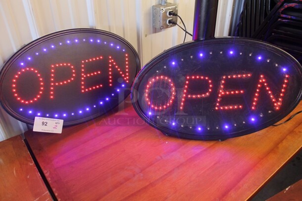 2 Light Up Open Signs. 2 Times Your Bid!