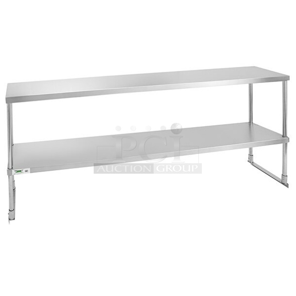 BRAND NEW SCRATCH AND DENT! Regency 600DOS1872 Stainless Steel Double Deck Overshelf - 18" x 72" x 32". May Be Missing Pieces.  - Image 1 of 3