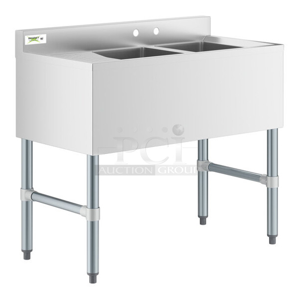 BRAND NEW SCRATCH AND DENT! Regency 600B2101413L Stainless Steel 2 Bay Underbar Sink with One Drainboard - 36