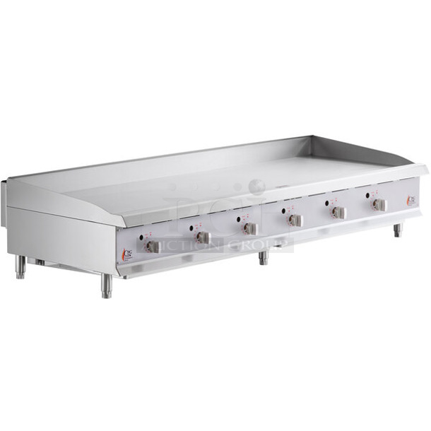 BRAND NEW SCRATCH AND DENT! Cooking Performance Group CPG 351GTCPG72NL Stainless Steel Commercial Countertop Natural Gas Powered Flat Top Griddle. 180,000 BTU. 