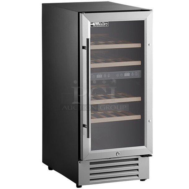 BRAND NEW SCRATCH AND DENT! AvaValley 342WRC32DZ Stainless Steel Dual Temperature Full Glass Door Commercial Wine Cooler Merchandiser. 115 Volts, 1 Phase. Tested and Working! - Image 1 of 4