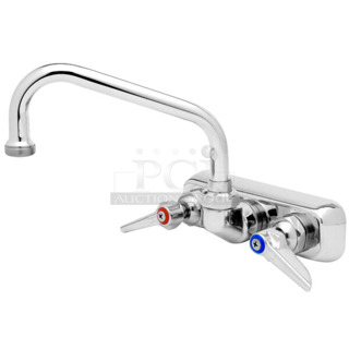 BRAND NEW SCRATCH AND DENT! T&S B-1118 Wall Mounted Workboard Faucet with 4" Centers - 12" Swing Nozzle