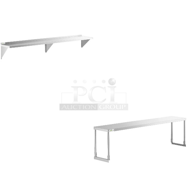 2 BRAND NEW SCRATCH AND DENT! Items Including Regency 600WS1896HD 16 Gauge Stainless Steel 18" x 96" Heavy Duty Wall Shelf and Regency 600SOS1272 600SOS1272. 2 Times Your Bid! May Be Missing Pieces.  - Image 1 of 4