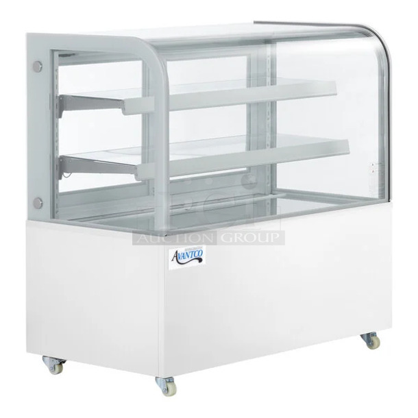 BRAND NEW SCRATCH AND DENT! Avantco BC-48-HC 48" Curved Glass White Refrigerated Bakery Display Case. 115 Volts, 1 Phase. Tested and Working! - Image 1 of 5