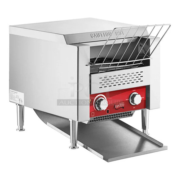 BRAND NEW SCRATCH AND DENT! 2023 Avantco 184T140 Stainless Steel Commercial Countertop 10" Wide Conveyor Toaster with 3" Opening. 300 Slices per Hour. 120 Volts, 1 Phase. Tested and Working! - Image 1 of 9