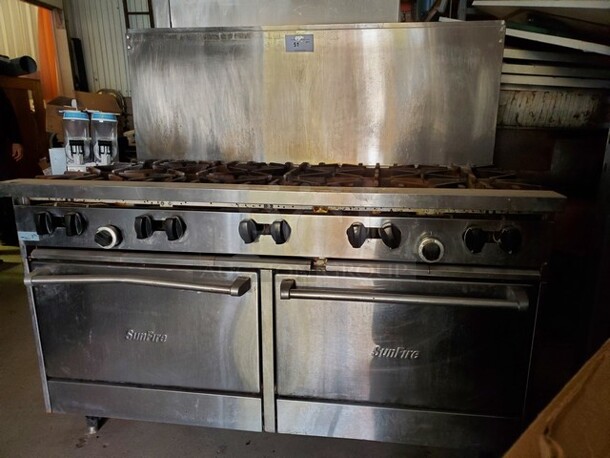 SUNFIRE X60-10RR Propane 10 Burner Stove W/ 2 Ovens 59X33X36 - Image 1 of 12