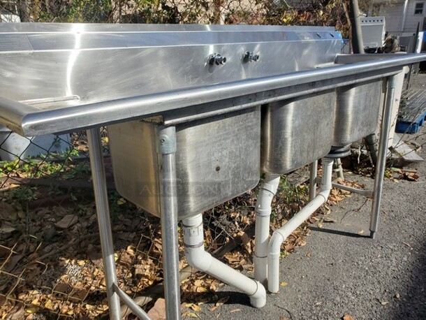 EAGLE 3 Compartment Sink (no faucet) 76X22X38 - Image 5 of 8