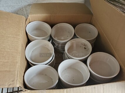 ALL ONE MONEY Lot of 24  White Fluted China Souffle!