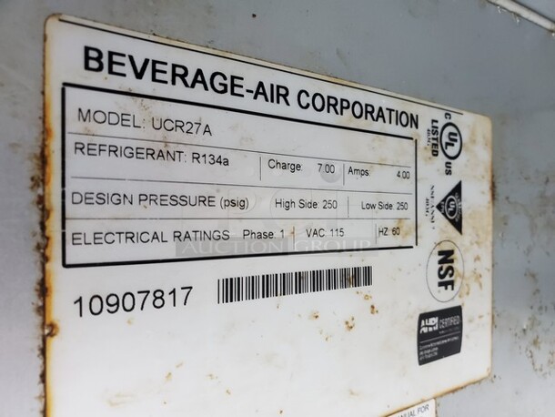 BEVERAGE-AIR UCR27A|Undercounter Cooler|Unknow condition|27"X30"X35"  - Image 3 of 5