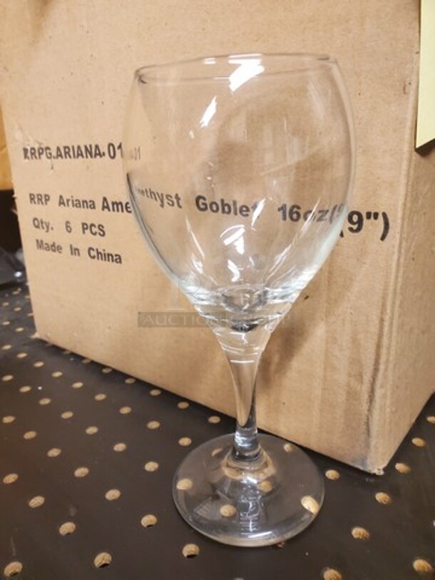 ALL ONE MONEY Lot of 6 12oz wine glasses - Image 6 of 7