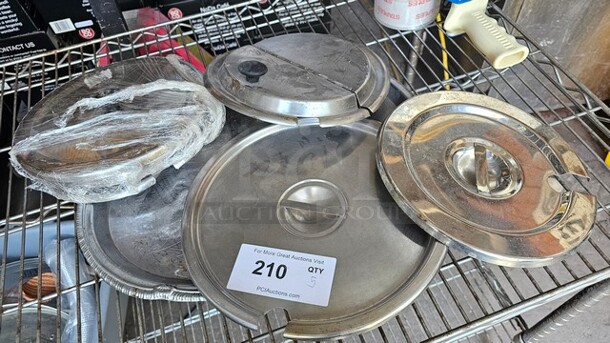 Lot of 5 Miscellaneous Round Lids for Stainless Steel Insets - Image 2 of 2