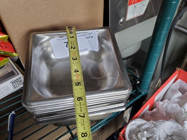 Lot of 5 Square Stainless Steel Containers  - Image 4 of 5