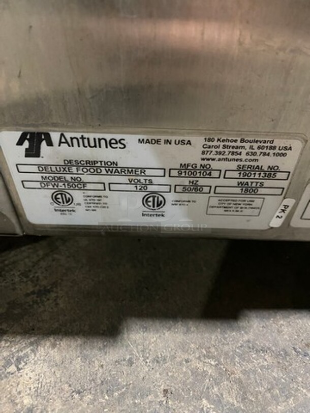 Antunes Commercial Countertop Electric Powered Deluxe Food Warmer! Stainless Steel! Model: DFW150CF SN: 19011385 120V - Image 8 of 9