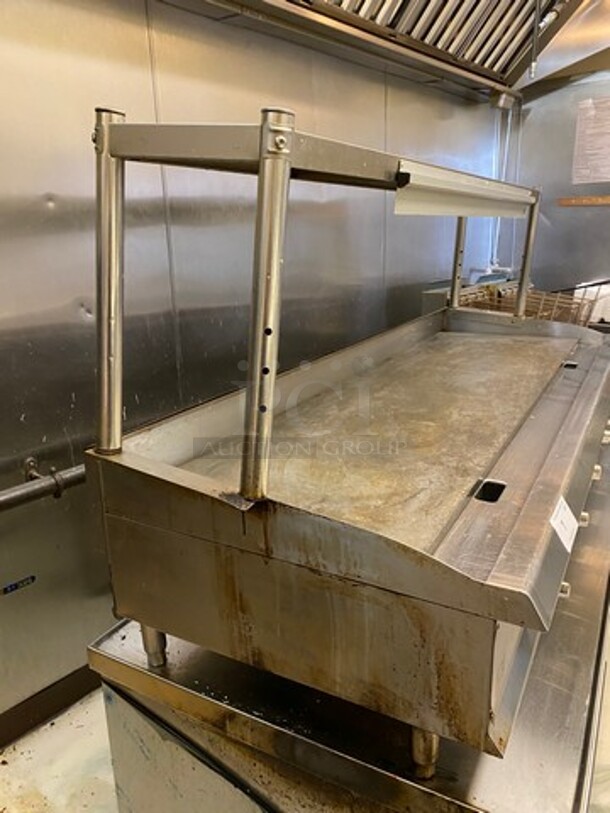 WOW! LATE MODEL! 2020 CPG Commercial Countertop Natural Gas Powered Flat Top Griddle! With Back And Side Splashes! With Overhead Shelf! All Stainless Steel! On Small Legs! WORKING WHEN REMOVED! Model: G72T SN: 2001000609 - Image 5 of 12
