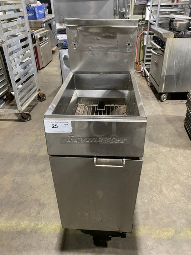 Frymaster Commercial Natural Gas Powered Deep Fat Fryer! With Backsplash! All Stainless Steel! On Casters! Model: GF40SC SN: 0206FJ0060