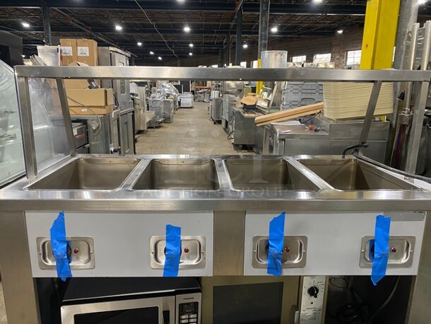 Seco Commercial Electric Powered 4 Well Steam Table! With Storage Space Underneath! All Stainless Steel! On Casters! MEASUREMENTS INCLUDE PREPLINE! - Image 4 of 5