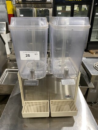 Crathco Commercial Countertop Dual Hopper Beverage Dispenser! With Poly Drip Tray! Clear Poly Jugs! Stainless Steel Body! Model: D254 SN: T209331 115V