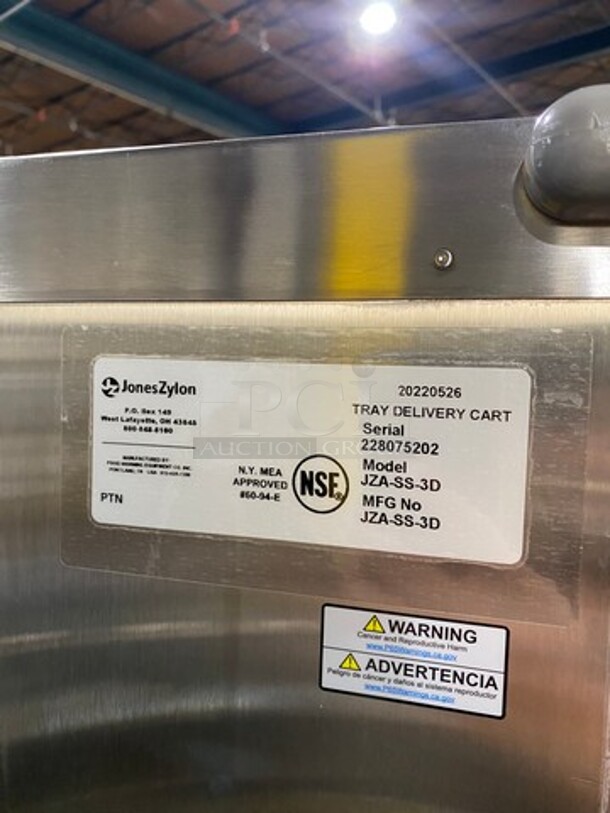 LATE MODEL! 2022 Jones Zylon Commercial Single Door Dry Food Transport Cart! All Stainless Steel! On Casters! Model: JZASS3D SN: 228075202 - Image 5 of 8