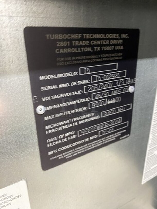 Amazing! Turbo Chef Counter Top Rapid Cook Oven! I5 Series! Serial I5-DO2925! 208/240V 1/3Phase!   - Image 5 of 8