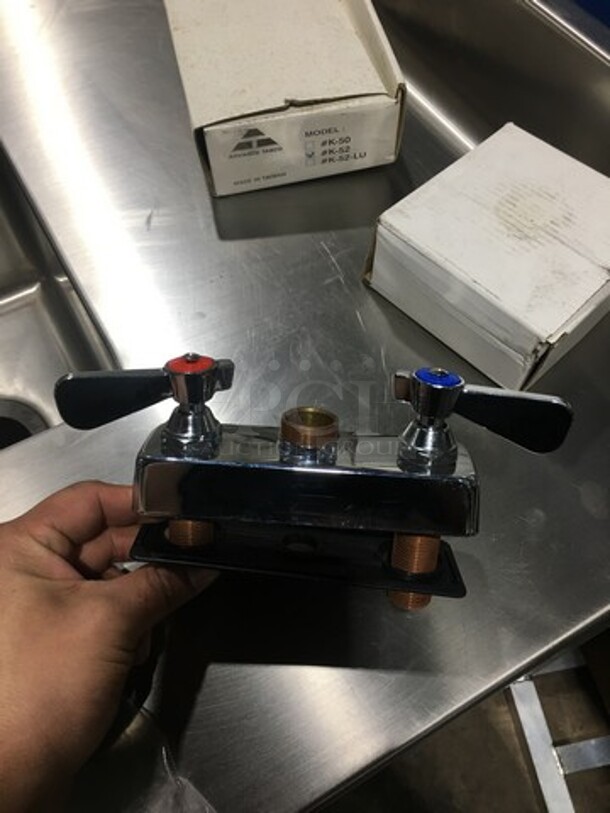 GREAT! NEW! Custom Metal Commercial Sink! With Faucet And Handles! With Back And Side Splashes! With Storage Space Underneath! Stainless Steel! On Legs! - Image 5 of 10