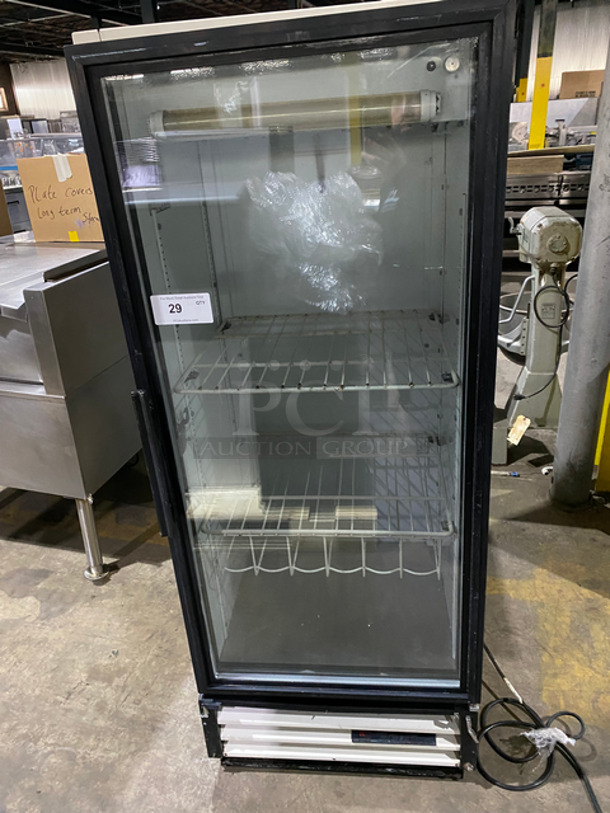 True Single Door Reach In Cooler Merchandiser! With View Through Door! Poly Coated Racks! Model: GDM12 SN: 11901877 115V 60HZ 1 Phase