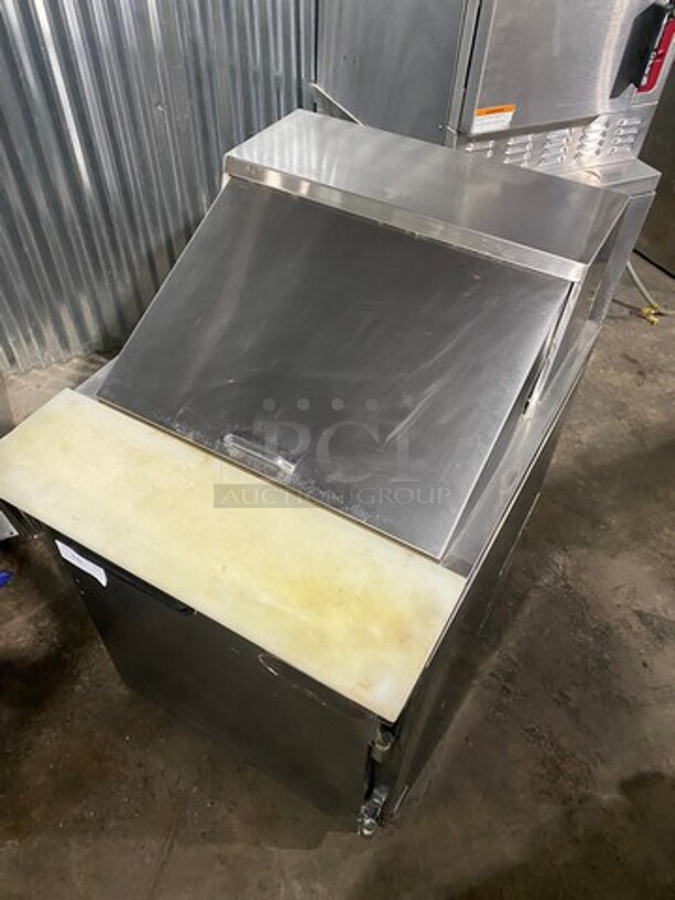 Leader Commercial Refrigerated Sandwich Mega Top Prep Table! With Commercial Cutting Board! With Single Door Underneath Storage Space! All Stainless Steel! MODEL ESLM27SC SN:NP12MK0801B 115V - Image 9 of 9