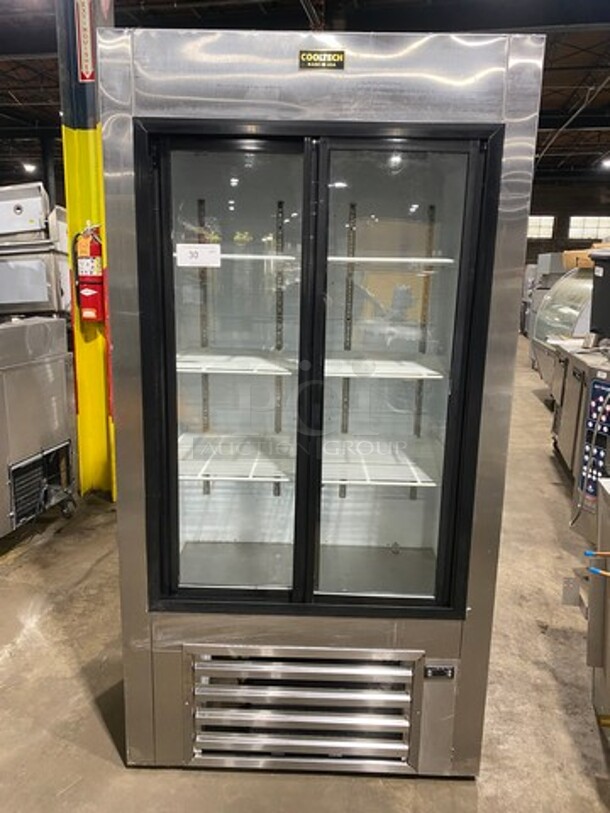 2019 Cool Tech Commercial 2 Door Reach In Cooler Merchandiser! With View Through Doors! With Poly Coated Racks! All Stainless Steel! Model: CUST38SG SN: 055019 120V