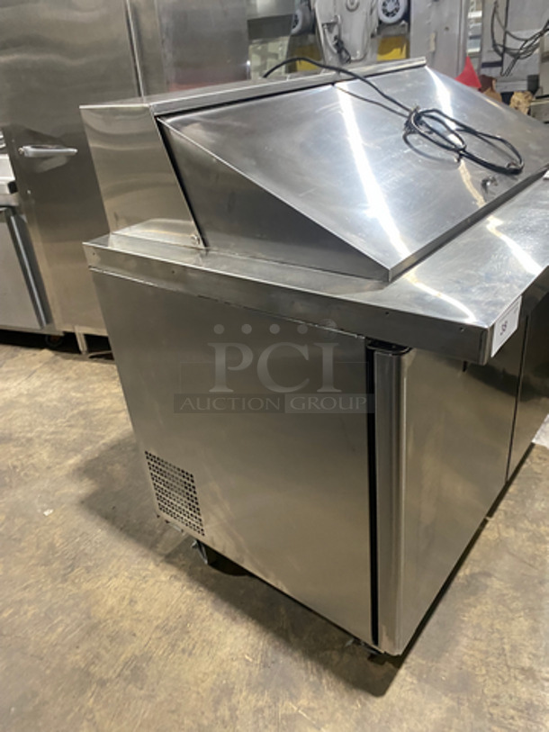 WOW! Bison Commercial Refrigerated Mega Top Sandwich Prep Table! With 2 Door Storage Space Underneath! With Poly Coated Racks! Not Tested! All Stainless Steel! On Casters! Model: BST4818 SN: BST481800317051100K80023 115V 60HZ 1 Phase - Image 2 of 9