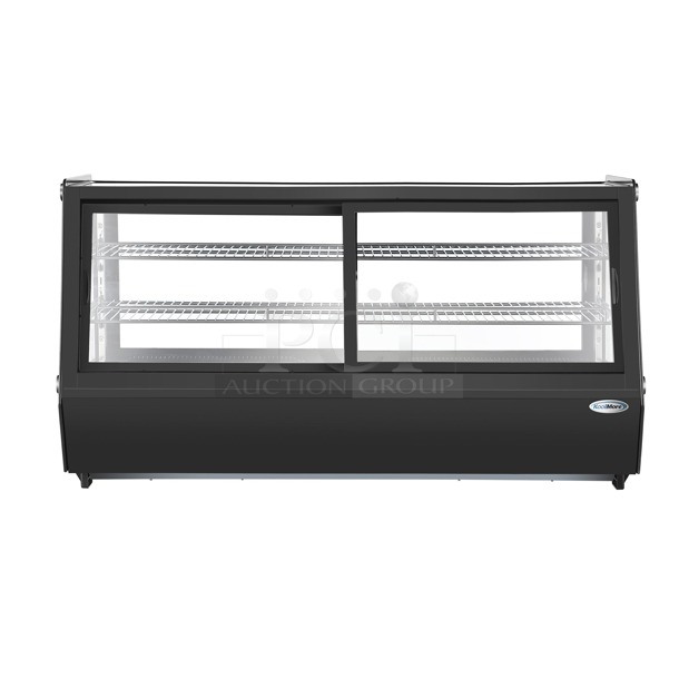 BRAND NEW SCRATCH & DENT! Koolmore CDC-250-BK 48 in. Self-Service Countertop Display Refrigerator in Black. Glass is broken.   - Image 1 of 2
