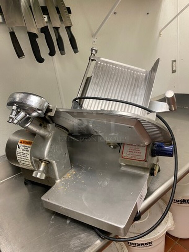 Chefmate Globe Commercial Countertop Deli/ Meat Slicer! All Stainless Steel! WORKING WHEN REMOVED! Model: GC512 SN: 544569 - Image 3 of 8
