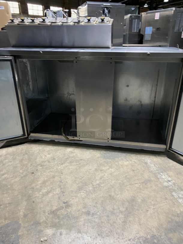NICE! Beverage Air Commercial Refrigerated Work Top Station! With 2 Door Underneath Storage Space! With Cold Topping Rail! All Stainless Steel! Model: MS681 SN: 6715397 115V 60HZ 1 Phase - Image 5 of 9