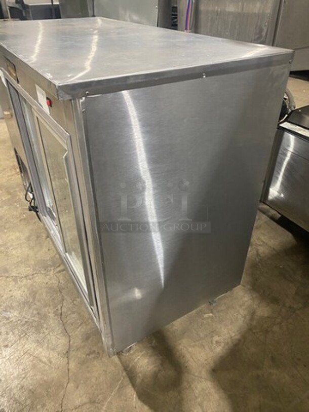 Leader Commercial 2 Sliding Door Back Bar Cooler! With View Through Doors! With Metal Rack! All Stainless Steel! On Legs! - Image 2 of 8