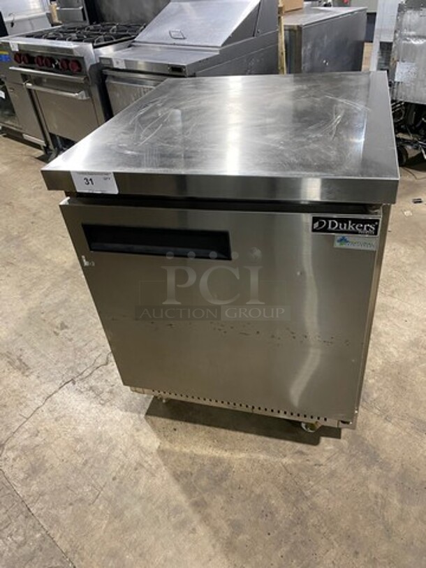 Dukers Commercial Single Door Refrigerated Lowboy/ Worktop Freezer! With Poly Coated Rack! Solid Stainless Steel! On Casters! Model: DUC29F 115V 60HZ 1 Phase - Image 1 of 7