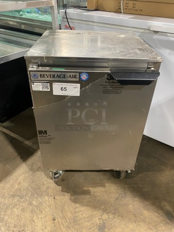 NEW! Beverage Air Commercial Single Door Lowboy/Work Top Cooler! All Stainless Steel! On Casters! Model: UCR20Y24 SN: 11700669 115V 60HZ 1 Phase