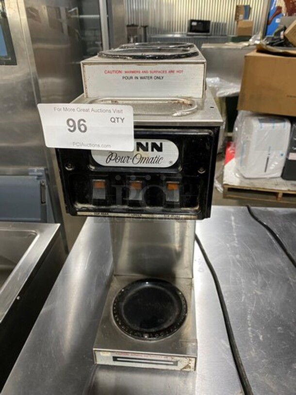 Bunn-O-Matic Commercial Countertop Coffee Maker! With 3 Coffee Pot Warmers! All Stainless Steel! Model: S SN: 63221 120V 60HZ 1 Phase - Item #1075634