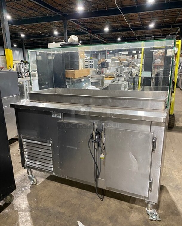 All Stainless Steel Commercial Refrigerated Food Serving Station Counter/ Cold Pan! With Sneeze Guard! On Casters! - Image 5 of 11