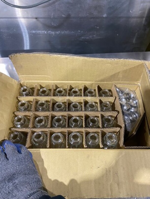 NEW! IN THE BOX! ALL ONE MONEY! Vollrath 2 oz Salt And Pepper Shakers! Glass With Stainless Steel Tops! - Image 2 of 5