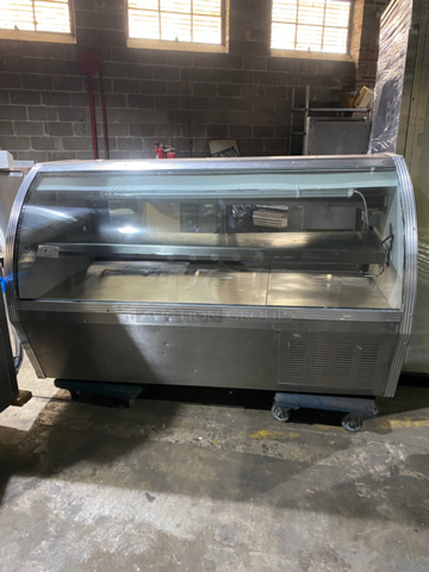 Leader Commercial Refrigerated Bakery/Deli Case! With Curved Front Glass! With 2 Sliding Rear Access Doors! All Stainless Steel Body! Model: CDL72 SN: PQ101363 115V 60Hz 1 Phase