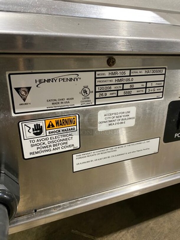 Henny Penny Commercial Countertop Electric Powered Heated Food Display Case Merchandiser! With Rear Access Sliding Doors! Stainless Steel Body! Model: HMR105 SN: HA1305063 120/208V 60HZ 1 Phase - Image 10 of 12