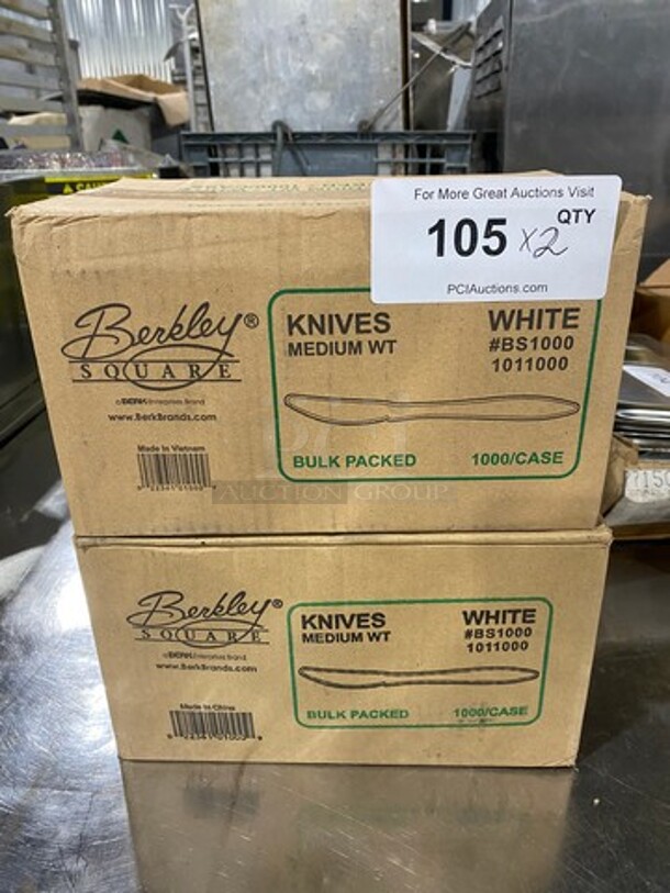 NEW! IN THE BOX! Berkley White Plastic Medium Weight Knives! 2 Boxes! 2x Your Bid!