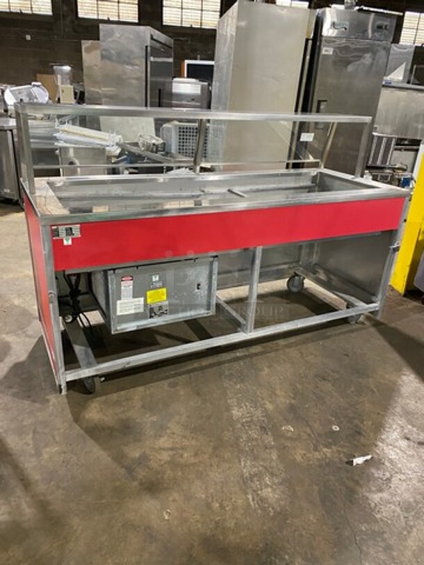 NICE! Atlas Metal Commercial 5 Bay Refrigerated Salad Bar/Cold Pan! With Sneeze Guard! With Lowering Prep Line! All Stainless Steel! On Casters! Model: BLC5RM SN: 80353 120V 60HZ 1 Phase - Image 4 of 9