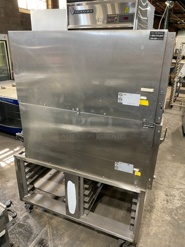 SUPER! Belshaw Adamatic Commercial Electric Powered Double Deck Combi Oven! With View Through Doors! With Pan Racks Underneath! All Stainless Steel! On Casters! 2x Your Bid Makes One Unit! Model: FG189UZ84 SN: 2000003710FA032620 208/220V 60HZ 3 Phase - Image 3 of 12