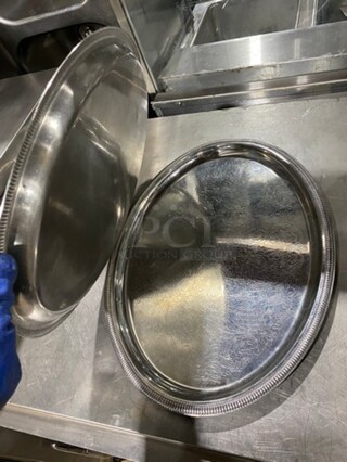 STAINLESS STEEL OVAL DISPLAY FOOD TRAYS
