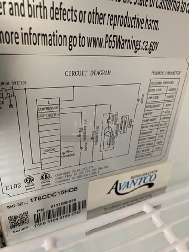 Avantco Commercial Single Door Reach In Cooler Merchandiser! With View Through Door! Poly Coated Racks! WORKING WHEN REMOVED! Model: 178GDC15HCB SN: 7568310421063747 115V - Image 6 of 7