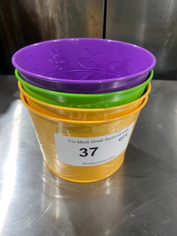 ALL ONE MONEY! Edible Arrangements Round Metal Multi-Purpose Containers! Good For Decor/ Arrangements! - Image 1 of 4