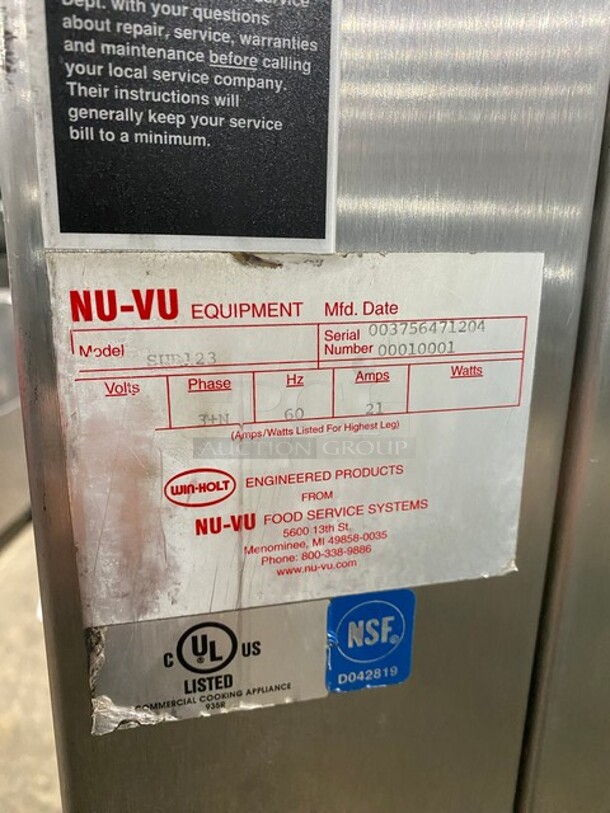 Nuvu Commercial Baking Center Oven Proofer Combo! With Metal Oven Racks! Stainless Steel! On Casters! Model: SUB123 SN: 00375647120400010001 208V 60HZ 3 Phase - Image 9 of 10