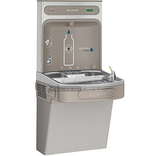 BRAND NEW SCRATCH AND DENT! Zurn Elkay EZSTLDWS_1G ezH20 8 GPH Light Gray Hands-Free Filtered Bottle Filling Station with Drinking Fountain