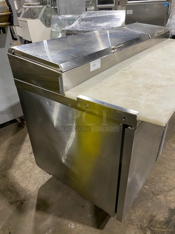 Asber Stainless Steel Commercial Pizza Prep Table w/ Oversized Cutting Board on Commercial Casters! 115 Volts, 1 Phase! - Image 2 of 11