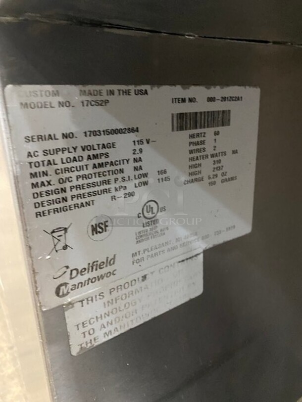 NICE! Delfield Refrigerated 2 Drawer Chef Base! With Additional Storage Space Underneath! All Stainless Steel! On Casters! 115V 1 Phase! Model: 17C52P SN: 1703150002864! - Image 7 of 8